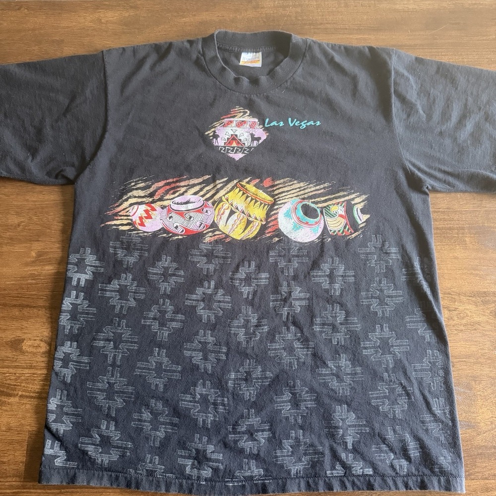Vintage Aztec Tribal Las Vegas Single Stitch T-Shirt  XL Made In USA 90s